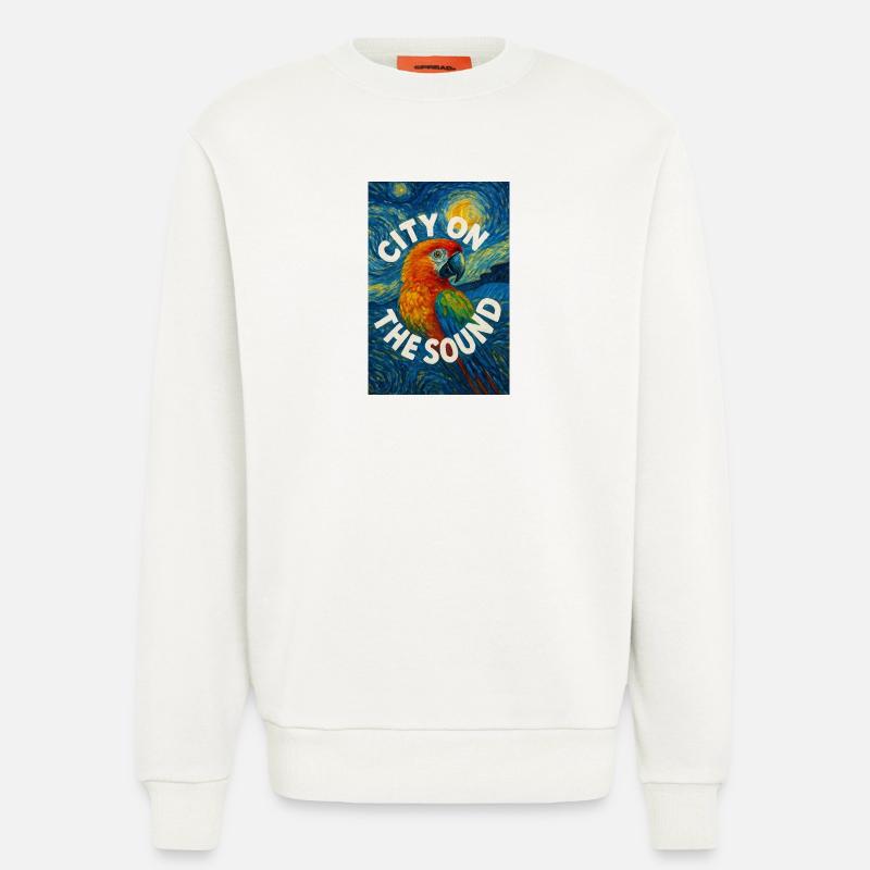 Vibrant_Macaw_Amidst_Swirling_Post-Impressionis - Sweatshirt - made by SPREAD - OFF WHITE