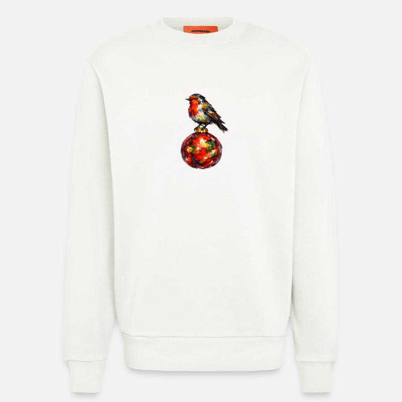 Vogel auf Weihnachtskugel . KI generiert - Sweatshirt - made by SPREAD  - OFF WHITE