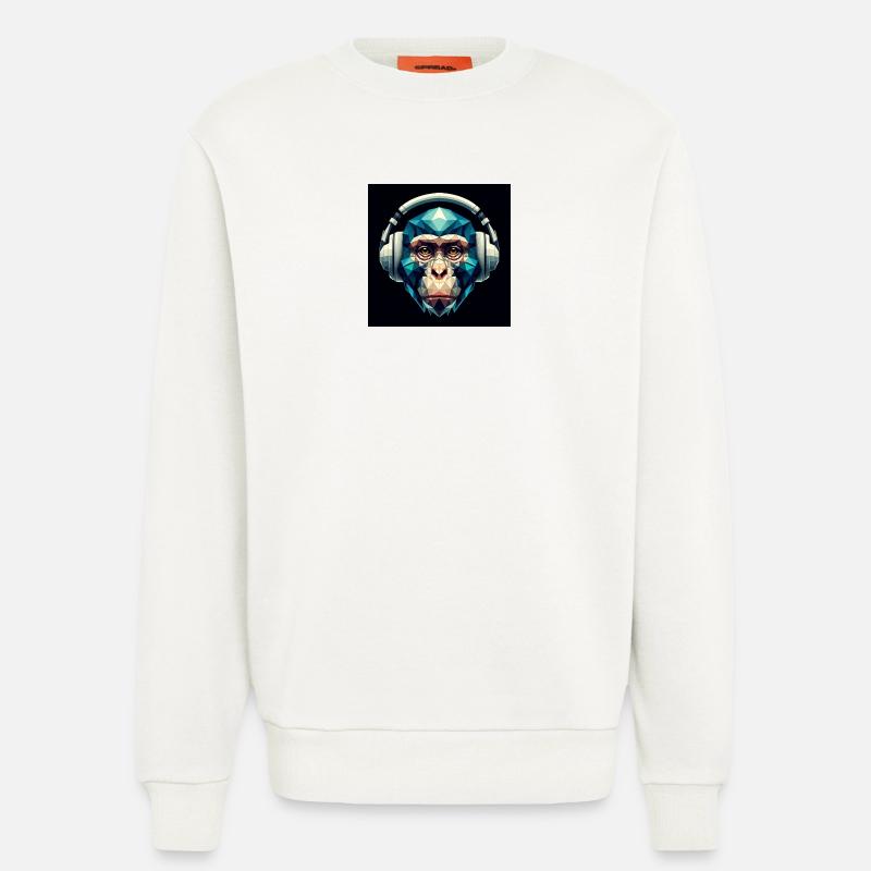 Ein Affe mit Kopfhörer im Polygon-Stil - Sweatshirt - made by SPREAD  - OFF WHITE