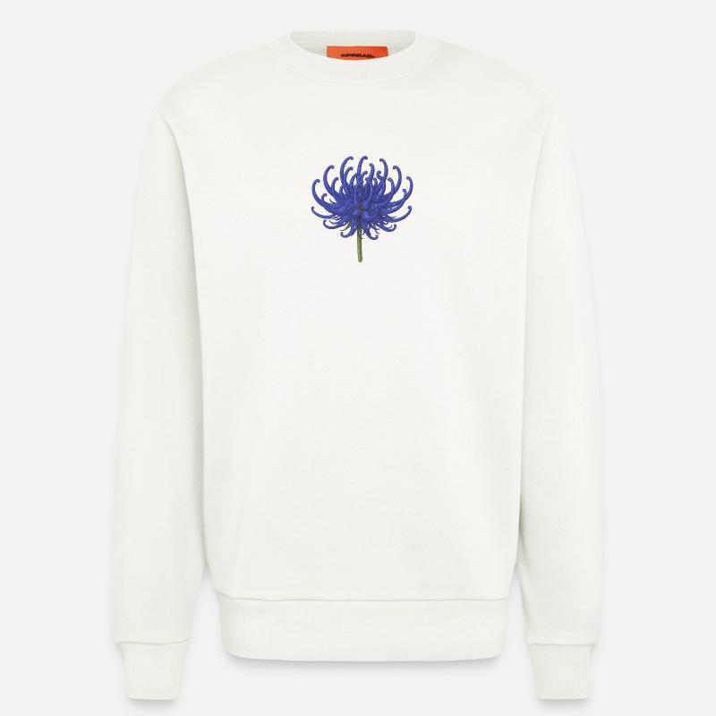 Elegante Blaue Chrysantheme Illustration - Sweatshirt - made by SPREAD  - OFF WHITE