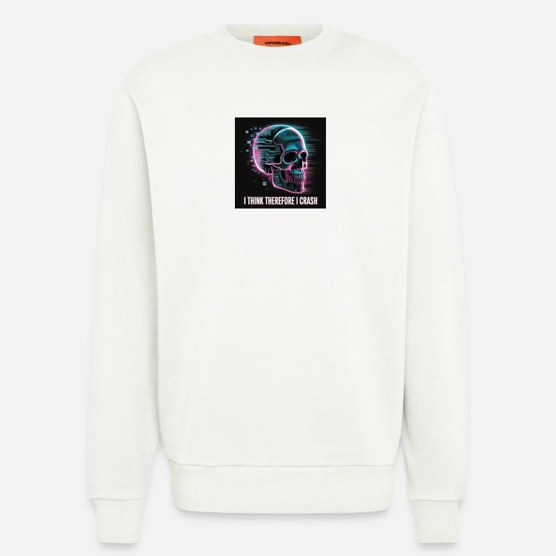 Cyberpunk Totenschädel mit digitalem Glitch - Sweatshirt - made by SPREAD  - OFF WHITE