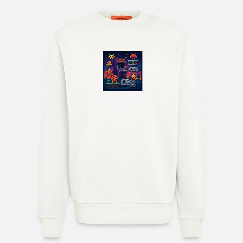 Conception de jeu d’arcade Pixel rétro - Sweat bio décontracté fabriqué en UE - OFF WHITE