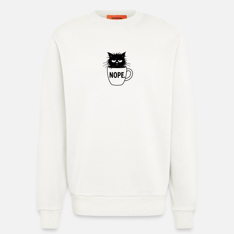 Nope Katze Kaffee Sarkasmus - Sweatshirt - made by SPREAD  - OFF WHITE