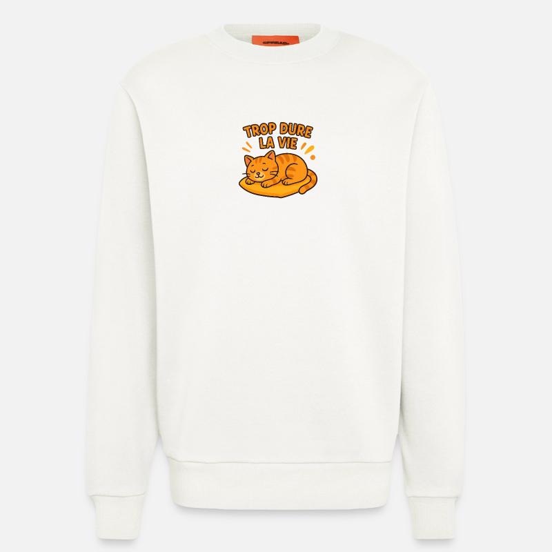 Zu hartes Leben Katze schläft - Sweatshirt - made by SPREAD  - OFF WHITE