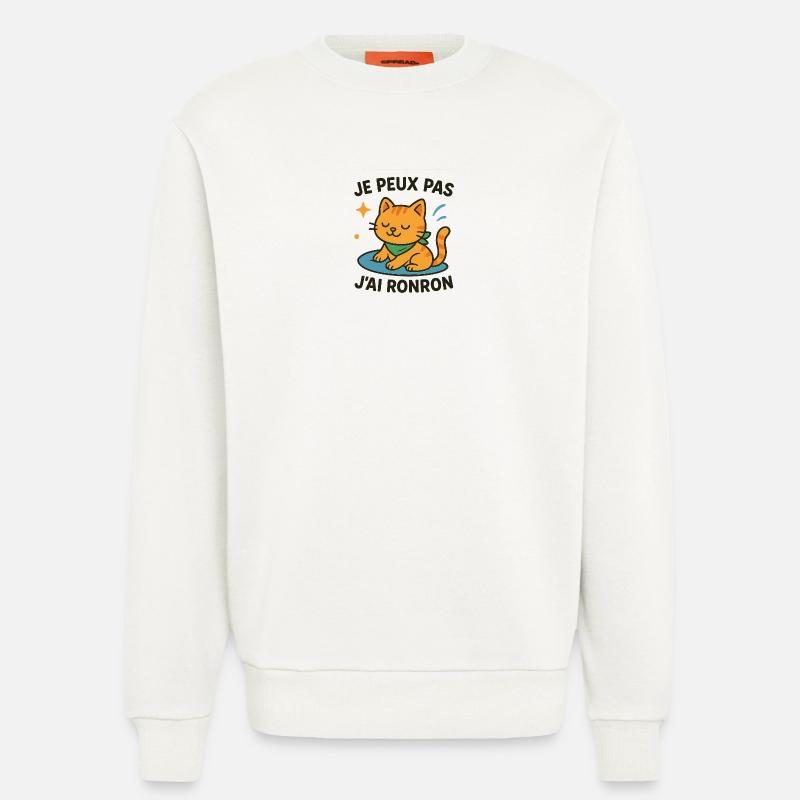 Zen-Katze in einer Schnurrpause - Sweatshirt - made by SPREAD  - OFF WHITE