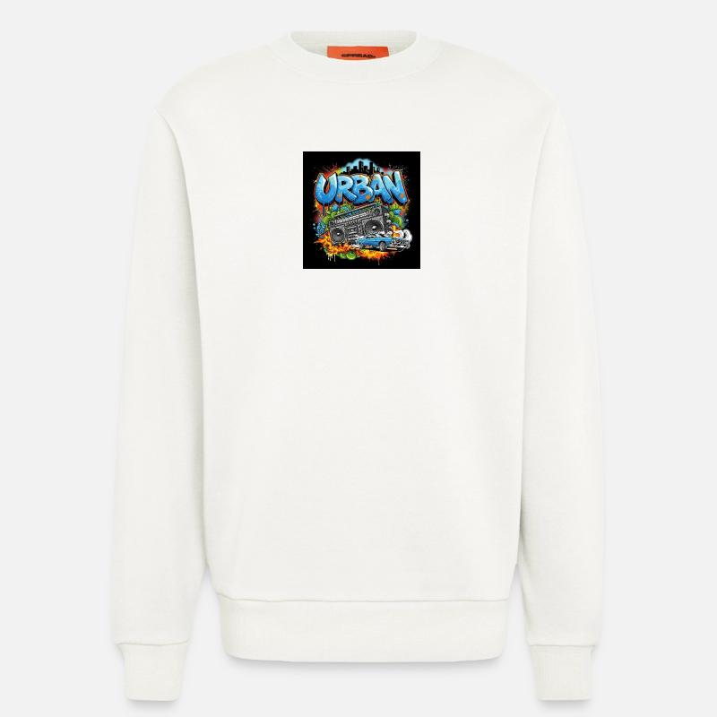 Urbanes Graffiti mit Ghettoblaster und Auto - Sweatshirt - made by SPREAD  - OFF WHITE