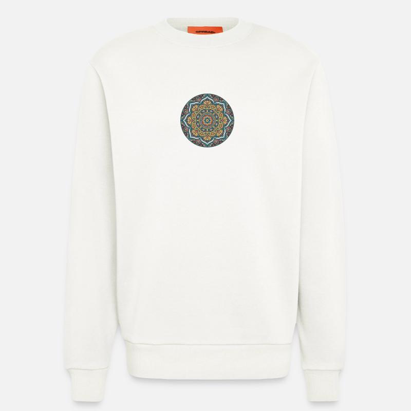 Mandala Circle Pattern in Blue Gold - Sweatshirt - made by SPREAD  - OFF WHITE