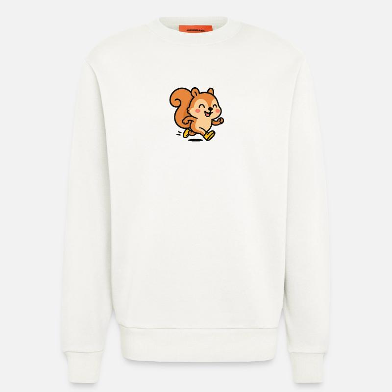 Glückliches Eichhörnchen auf der Flucht - Sweatshirt - made by SPREAD  - OFF WHITE