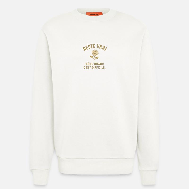 Reste vrai malgré l'effort - Sweat bio décontracté fabriqué en UE - OFF WHITE