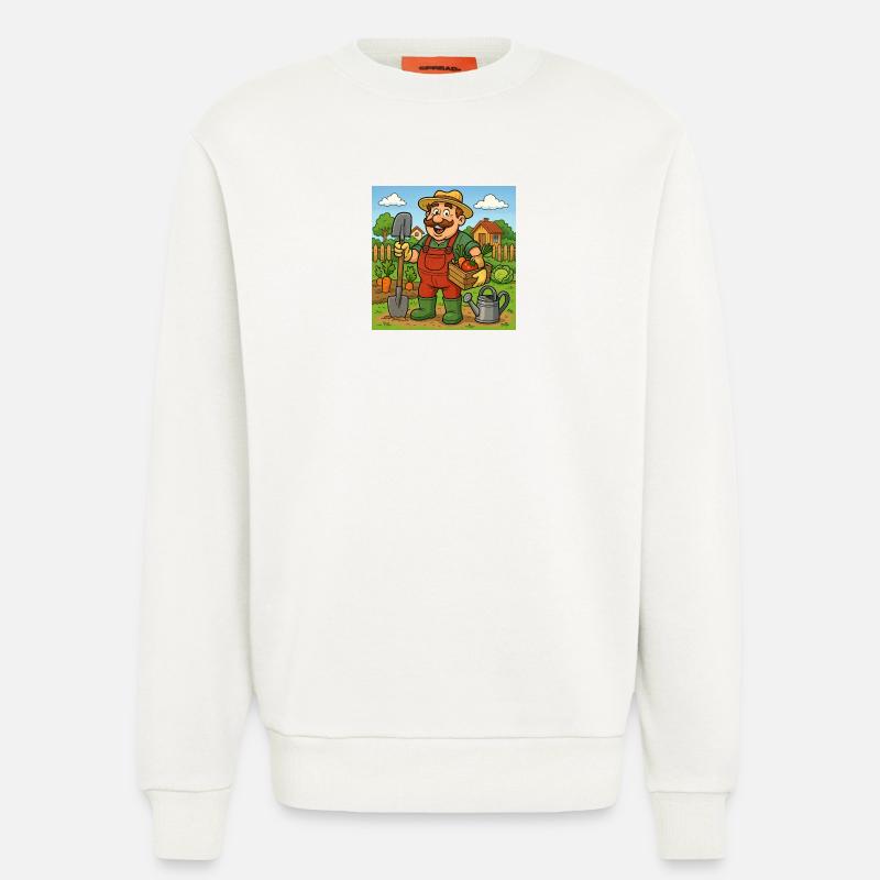 Bauer mit Erntekorb - Sweatshirt - made by SPREAD  - OFF WHITE