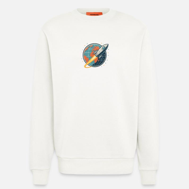 Rocket launch over globe - Sweatshirt - made by SPREAD  - OFF WHITE