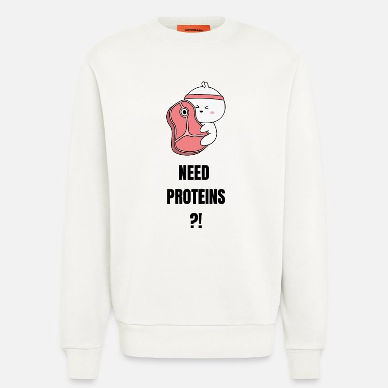 Need Proteins - Sweatshirt - made by SPREAD - OFF WHITE