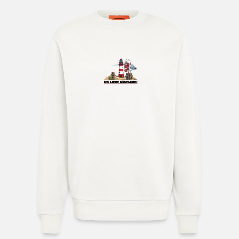 Leuchtturm Möwe mit Schal - Sweatshirt - made by SPREAD  - OFF WHITE