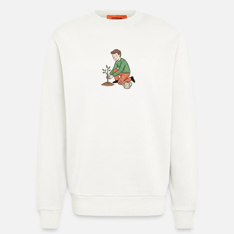 Junger Gärtner pflanzt einen Trieb - Sweatshirt - made by SPREAD  - OFF WHITE