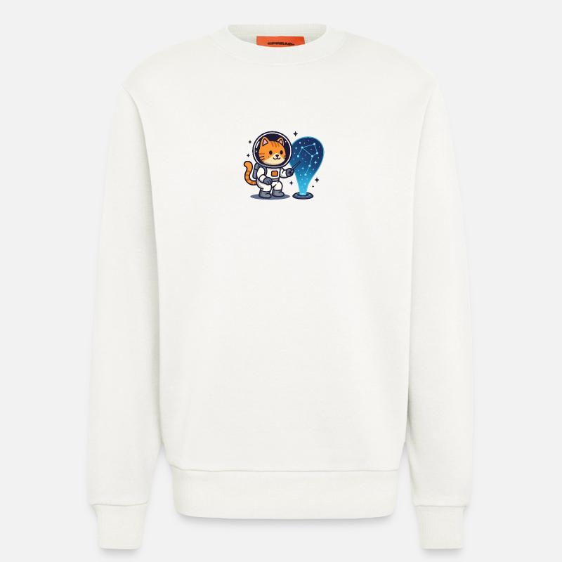 Constellation du chat de l’espace – Kawaii - Sweat bio décontracté fabriqué en UE - OFF WHITE