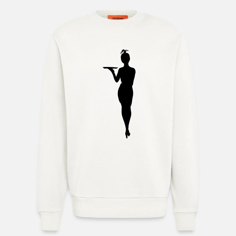 Herausfordernde Kellnerin mit Tablettschattenfigur - Sweatshirt - made by SPREAD  - OFF WHITE
