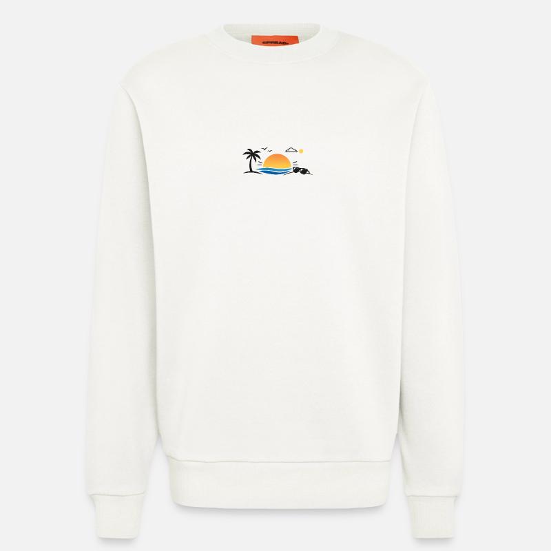 Sunset over palm tree beach - Sweatshirt - made by SPREAD  - OFF WHITE