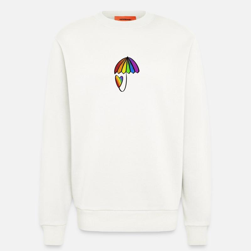 Regenbogen Herz mit Schirm - Sweatshirt - made by SPREAD  - OFF WHITE