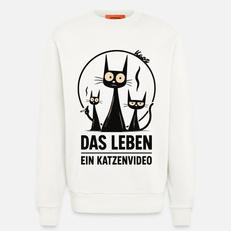 Das Leben: Ein Katzenvideo - Sweatshirt - made by SPREAD  - OFF WHITE