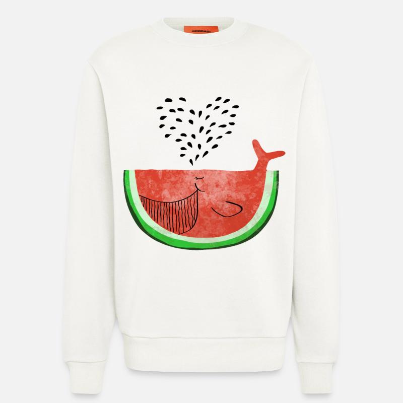 Pastèque Wal - melon Walvis - Fruit -Love - Sweat bio décontracté fabriqué en UE - OFF WHITE