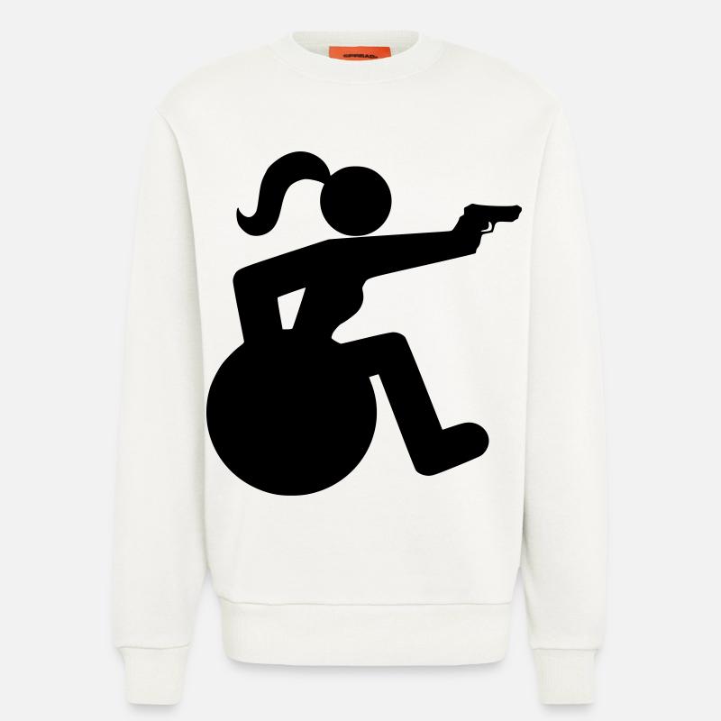 Schießendes Rollstuhlmädchen. Rollstuhlsportlerin * - Sweatshirt - made by SPREAD - OFF WHITE