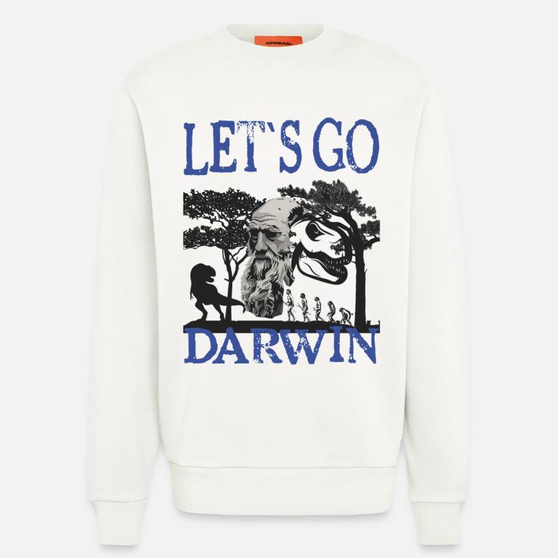 Idée cadeau textile Charles Darwin Evolution - Sweat bio décontracté fabriqué en UE - OFF WHITE