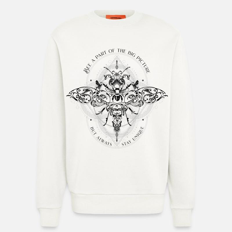 Bee Psychedelic Geometry Pattern cool dicton - Sweat bio décontracté fabriqué en UE - OFF WHITE