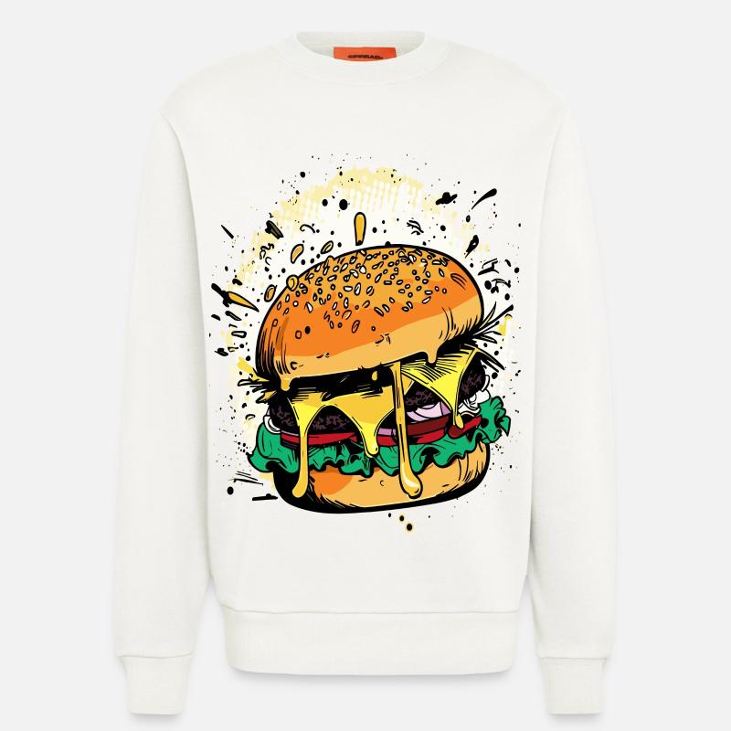 Cheeseburger Comic Burger - Sweatshirt - made by SPREAD  - OFF WHITE