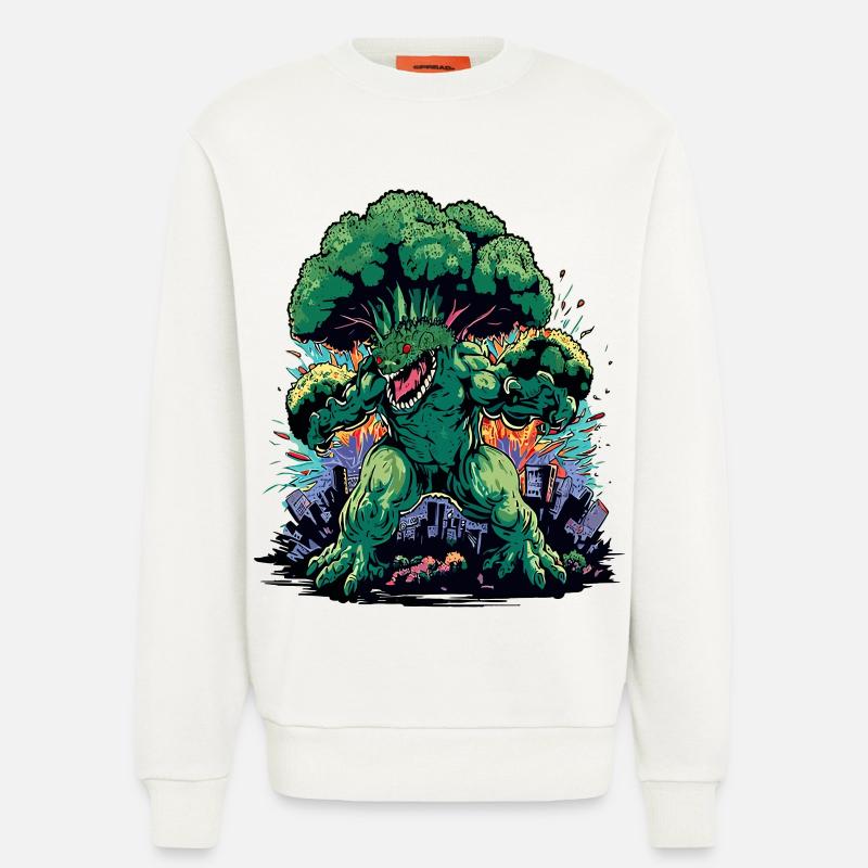 Brokkozilla monstre géant de brocoli - Sweat bio décontracté fabriqué en UE - OFF WHITE