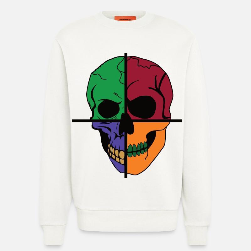Vier geteilter Skelettschädel - Sweatshirt - made by SPREAD  - OFF WHITE