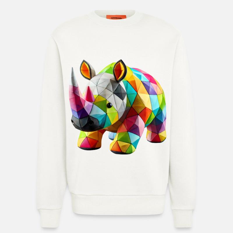 Rhinoceros Rhino Polygone Patchwork - Sweatshirt - made by SPREAD  - OFF WHITE