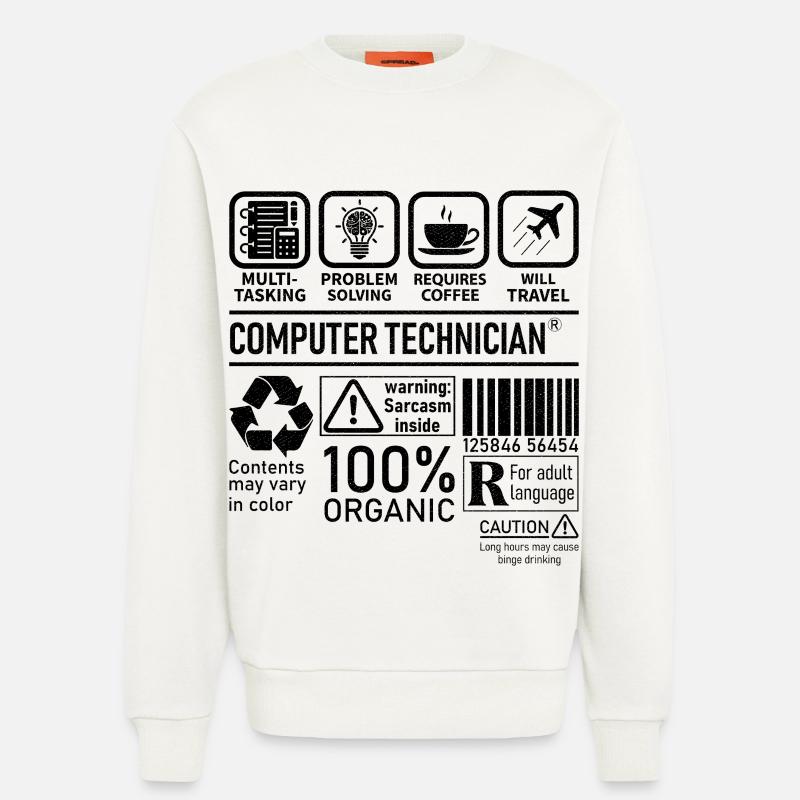 Computer Technician multi tasking problem solving - Sweatshirt - made by SPREAD  - OFF WHITE