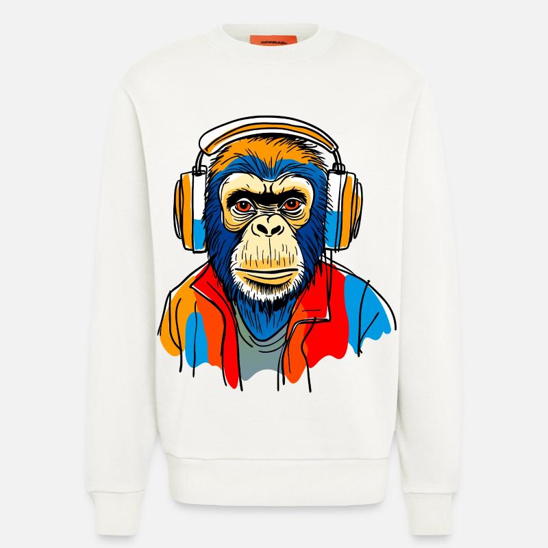 Affe mit Kopfhörern - Sweatshirt - made by SPREAD  - OFF WHITE