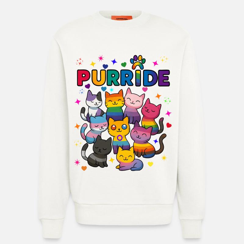 Purride Chats LGBT - Sweat bio décontracté fabriqué en UE - OFF WHITE