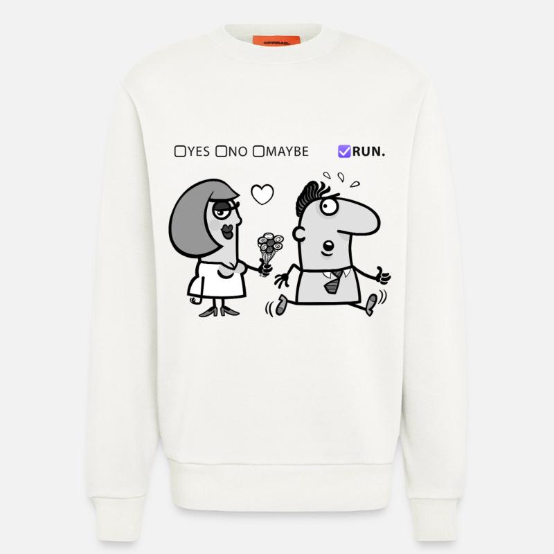 Liebe oder Flucht – Skurriles Humor-Design - Sweatshirt - made by SPREAD  - OFF WHITE