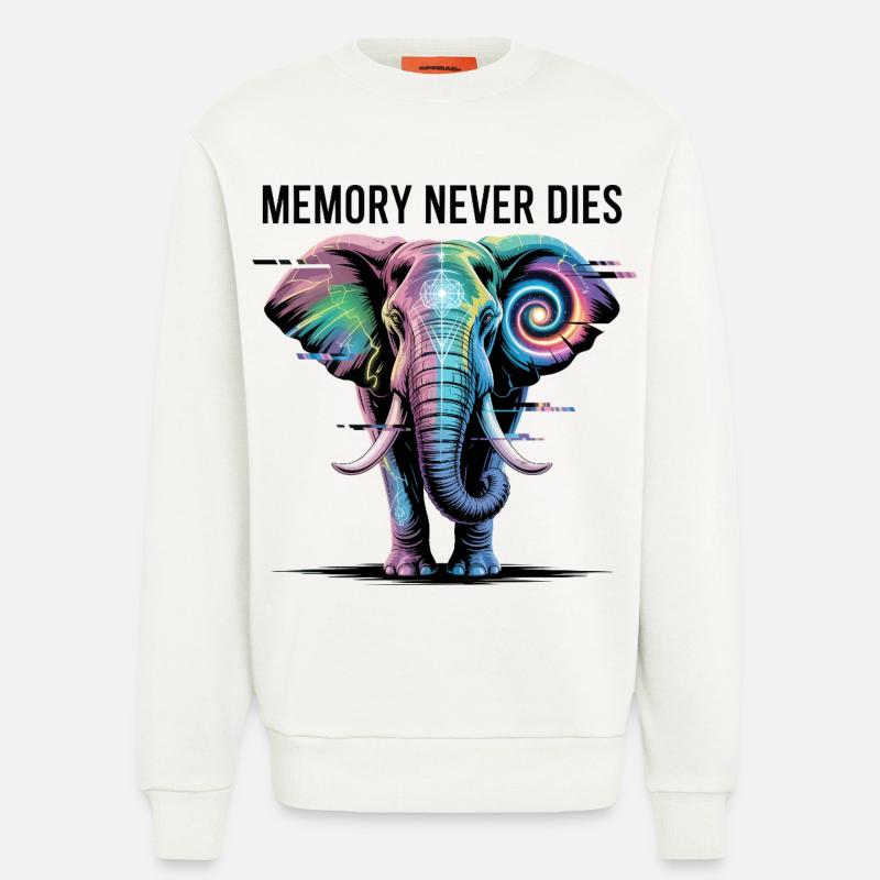 Psychedelischer Elefant mit kosmischer Spirale - Sweatshirt - made by SPREAD  - OFF WHITE