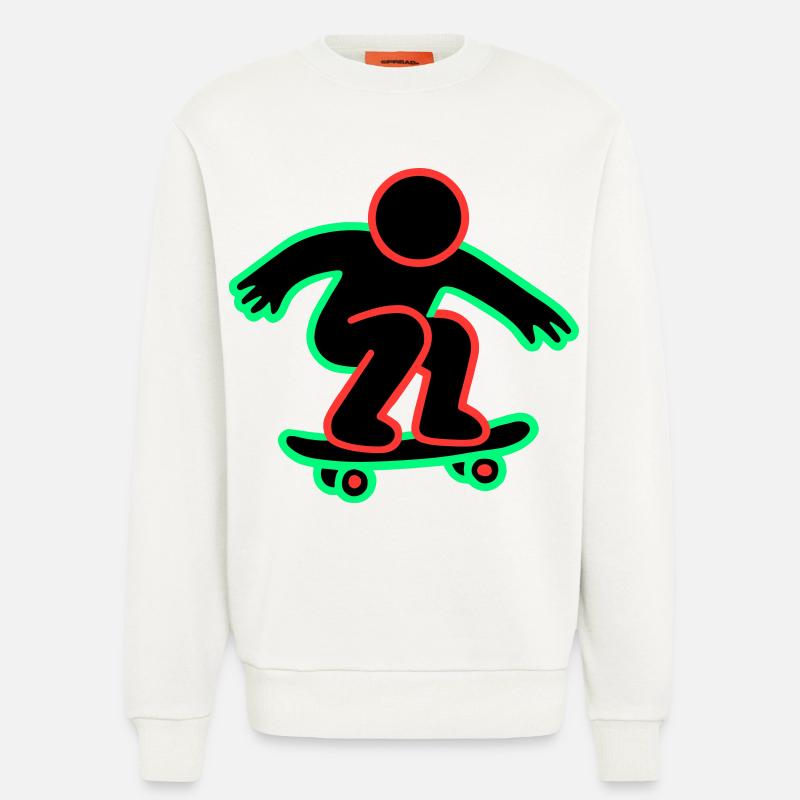 Neon Skateboarder Linienkunst - Sweatshirt - made by SPREAD  - OFF WHITE