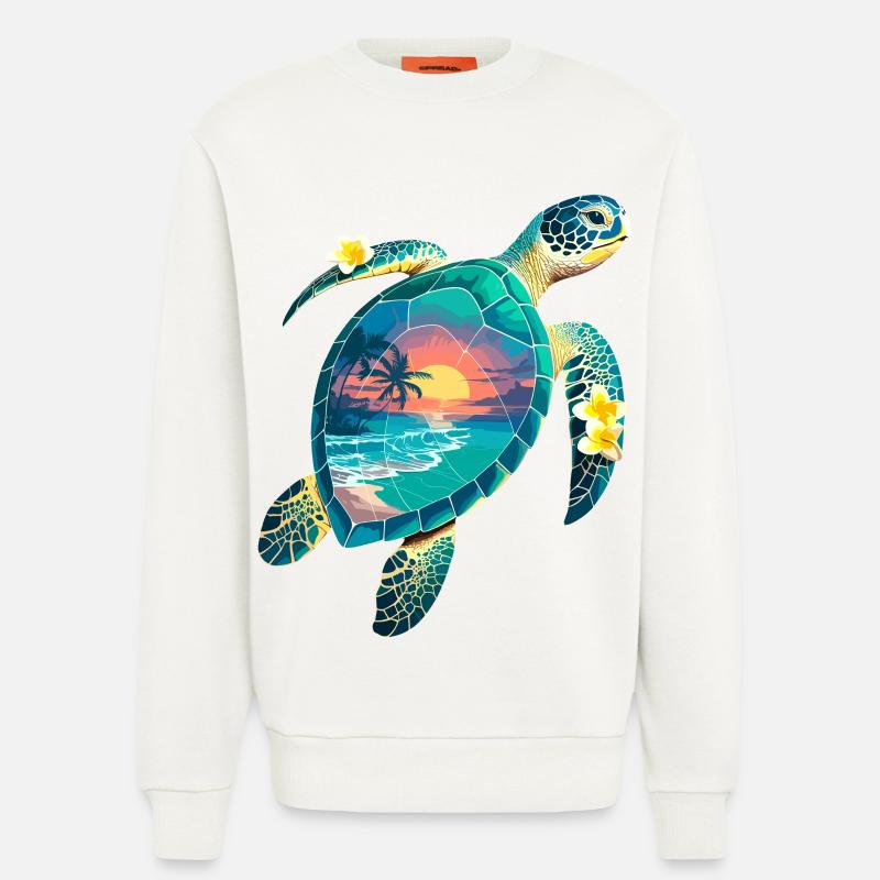 Turtle Waves Surf Turtle Surfer Turtles - Sweatshirt - made by SPREAD  - OFF WHITE