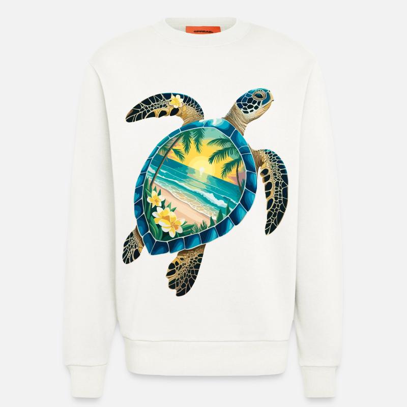 Turtle Waves Surf Turtle Surfer Turtles - Sweatshirt - made by SPREAD - OFF WHITE