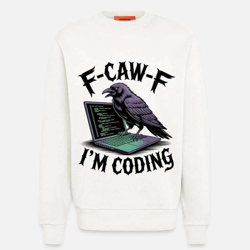 RabenCoder: Code Raven on the laptop - Sweatshirt - made by SPREAD  - OFF WHITE