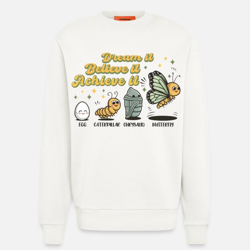 Chenille Schmetterling Schule Evolution Geschenk - Sweatshirt - made by SPREAD  - OFF WHITE