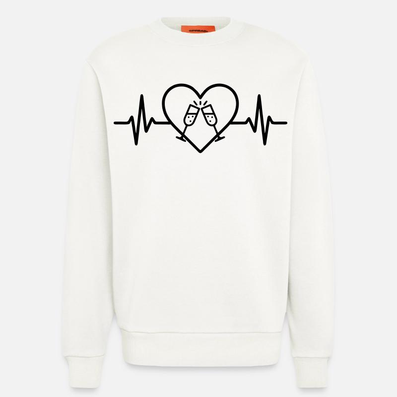 Prickelnde Gläser Herz Anstoßen Feier - Sweatshirt - made by SPREAD - OFF WHITE