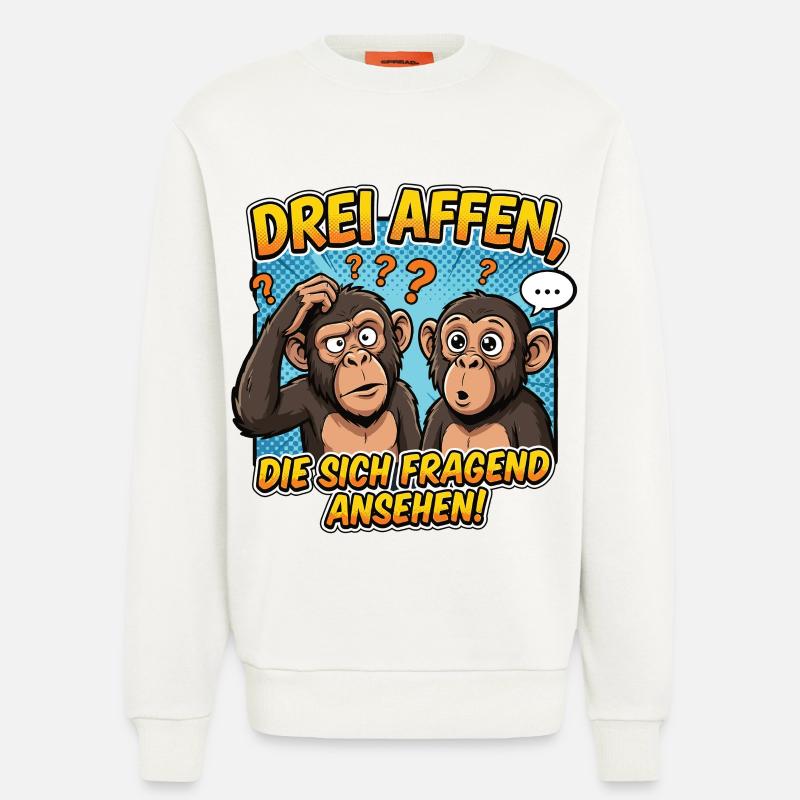 Three Monkeys Confusion – Funny Comic Design - Sweatshirt - made by SPREAD  - OFF WHITE