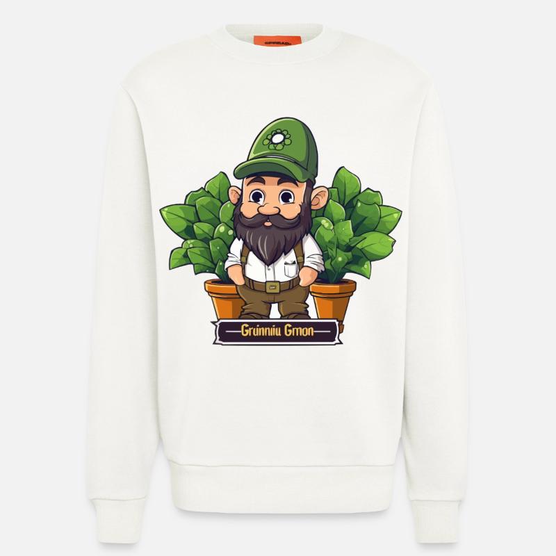 Grüner Gärtnergnom Comic - Sweatshirt - made by SPREAD  - OFF WHITE