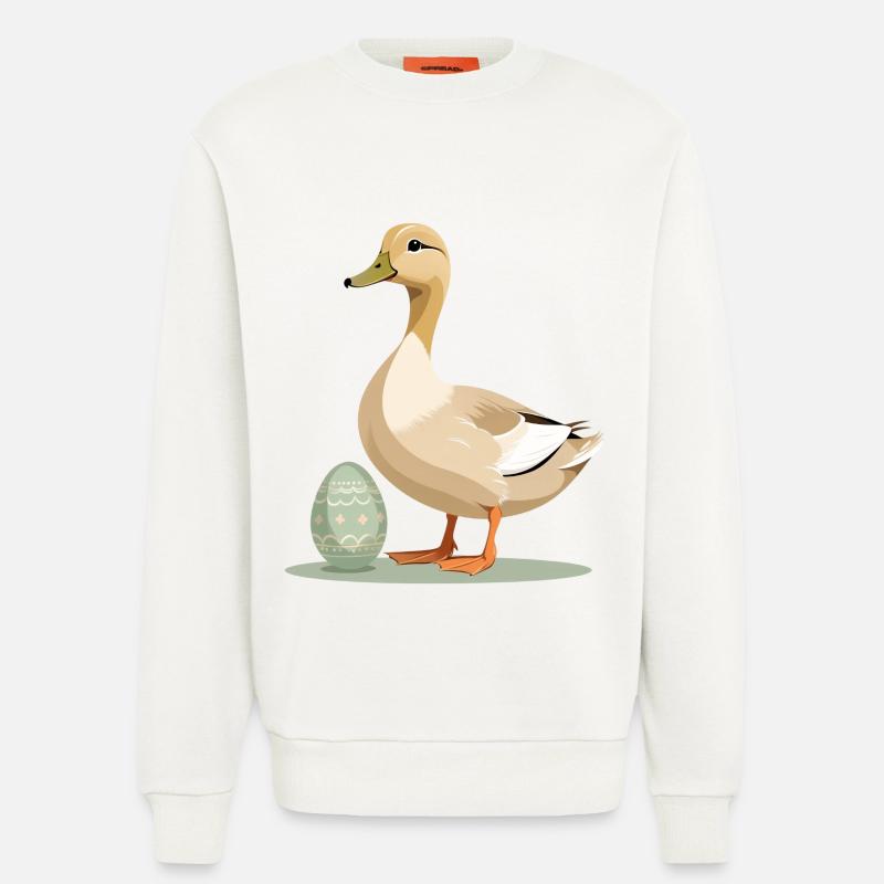Spring duck with Easter egg - Sweatshirt - made by SPREAD  - OFF WHITE