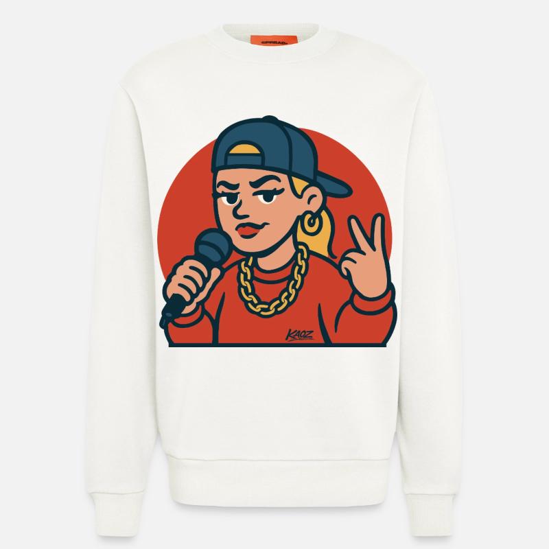 Rap Diva with Microphone - Sweatshirt - made by SPREAD  - OFF WHITE