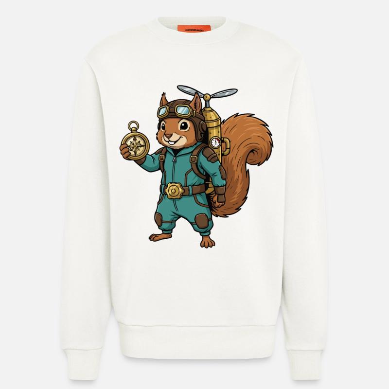 Squirrel Steampunk Aviator Jetpack Compass - Sweatshirt - made by SPREAD - OFF WHITE