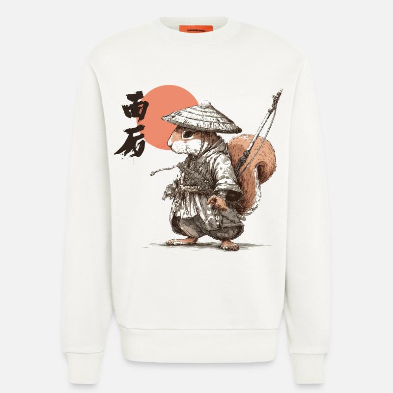 Samurai-Eichhörnchen unter roter Sonne - Sweatshirt - made by SPREAD  - OFF WHITE