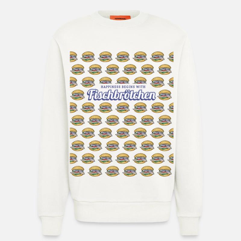 Fischbrötchen mit Matjes oder Bismarckhering - Sweatshirt - made by SPREAD  - OFF WHITE
