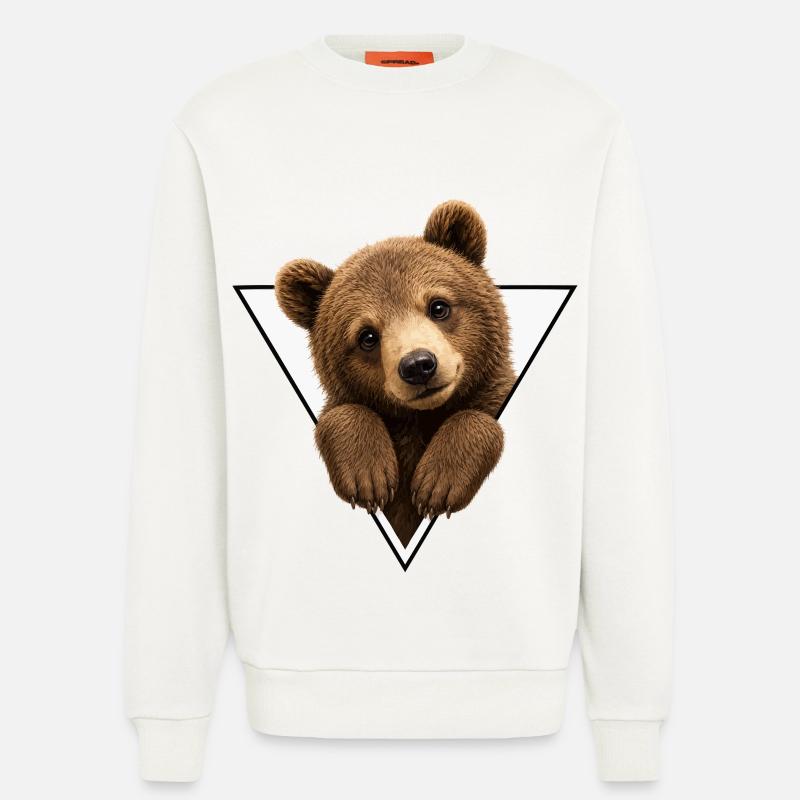 Bear cub in triangle - Sweatshirt - made by SPREAD - OFF WHITE